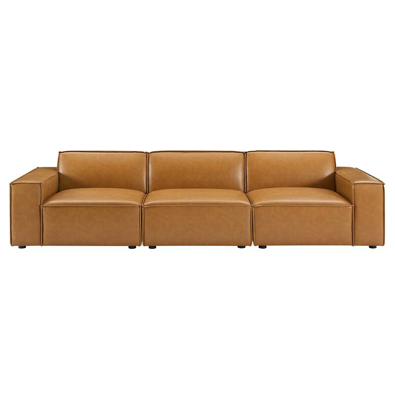 Restore Vegan Leather 3-Piece Sofa Brown EEI-4708-TAN image number 0