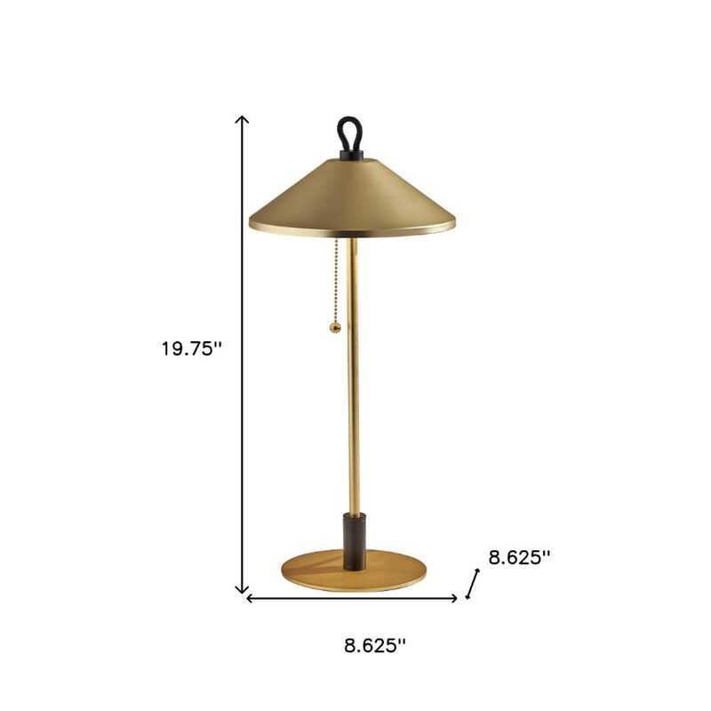 Hivvago 20" Black and Gold Metal Two Light Candlestick LED Table Lamp With Brass Cone Shade