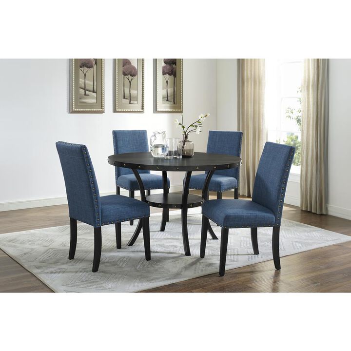 New Classic Furniture Furniture Crispin Melamine Round Dining Table & 4 Chairs in Blue