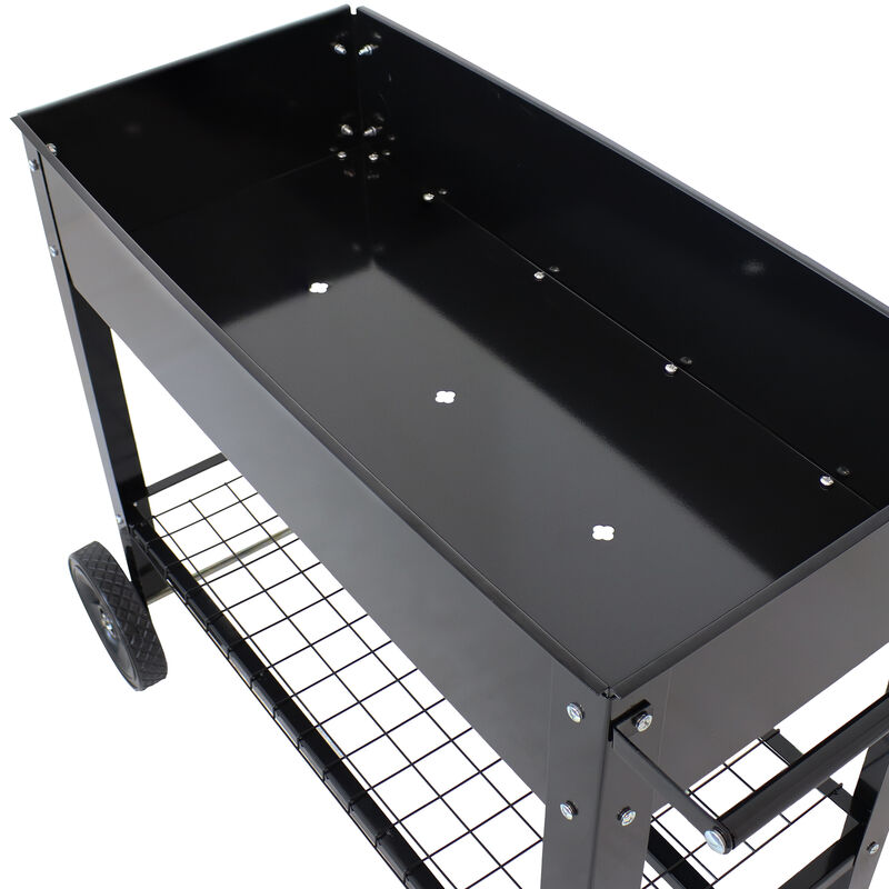 Sunnydaze 43 in Galvanized Steel Mobile Raised Garden Bed Cart