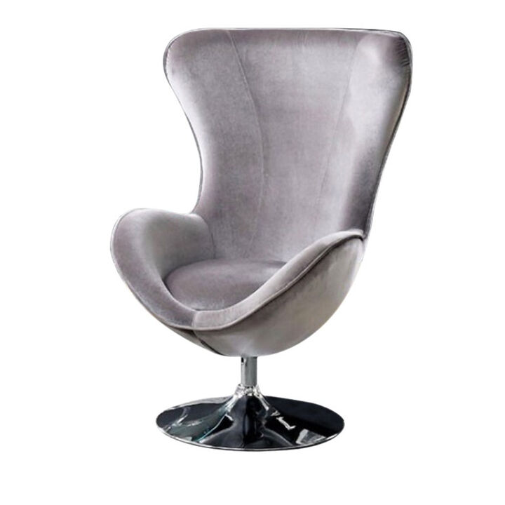 Eccentric Contemporary Flannelette Fabric Accent Chair With Ottoman, Gray-Benzara
