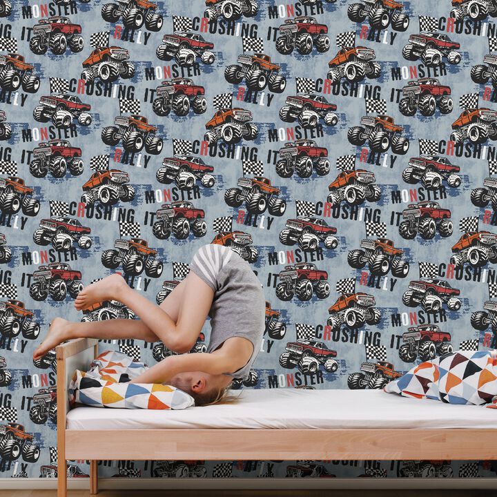 Kids and Teens Monster Trucks Blue Wallpaper G78570