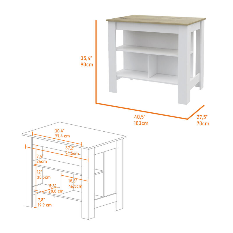 Streamdale Rockaway 3-Shelf Kitchen Island White And Light Oak image number 6