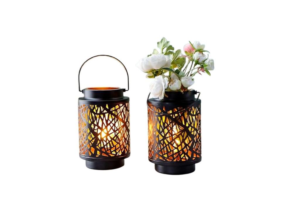 Cordless LED Battery Operated Metal Table Lamps Set Of 2 For Patio Outdoor Black
