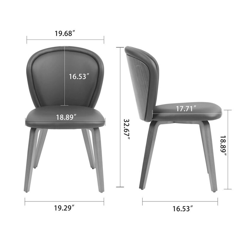 Glamour Home Set of 2 Bexter Black Faux Leather Dining Chair with Walnut Wood Legs