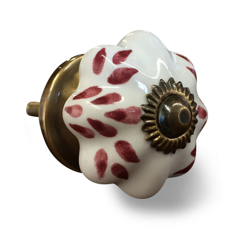 HomeRoots Set of Eight Brown And White Ceramic And Metal Drawer Pull Knobs image number 2