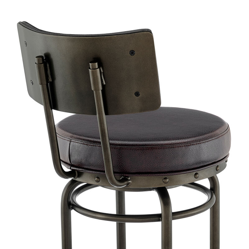 Rees Swivel or Stool in Black Finish with Grey Faux Leather