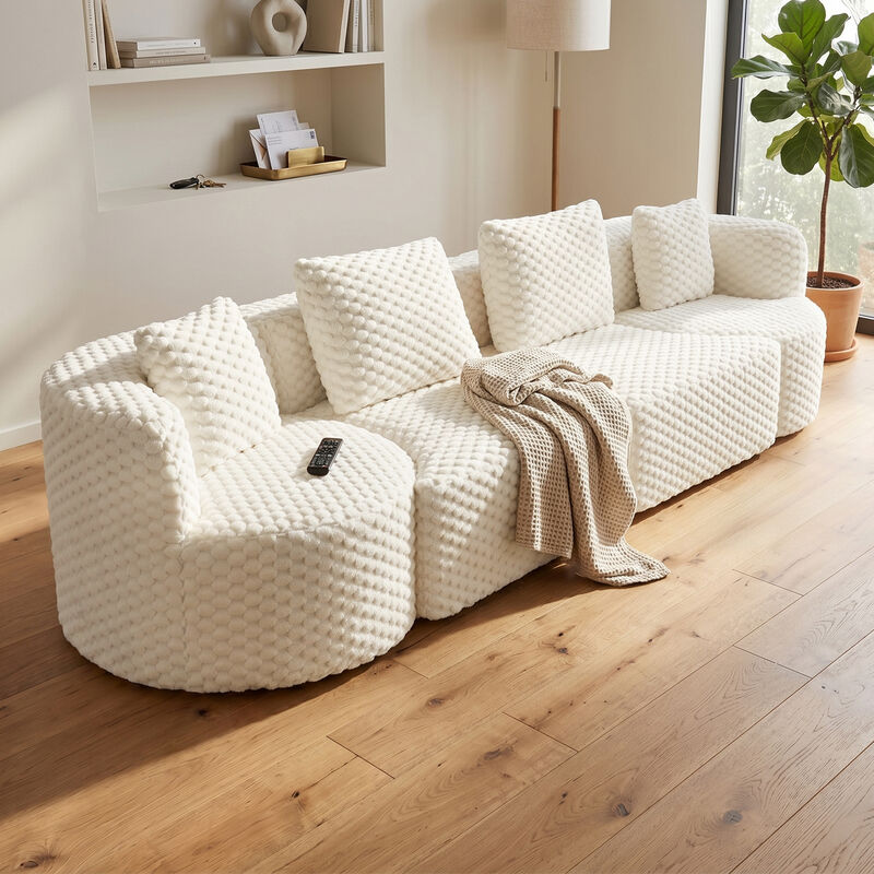 Merax Modular Sofa with Deep Seating & Bubble Velvet Upholstery &ndash; Freely Configurable Sections image number 1
