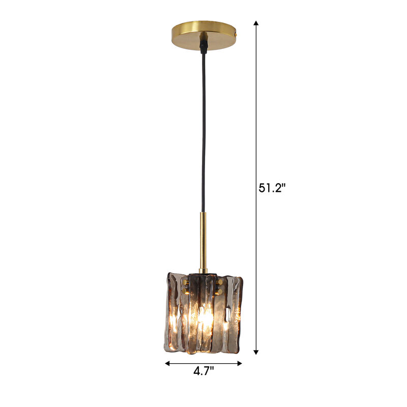 5 in. 1-Light Plated Brass Glass Chandelier