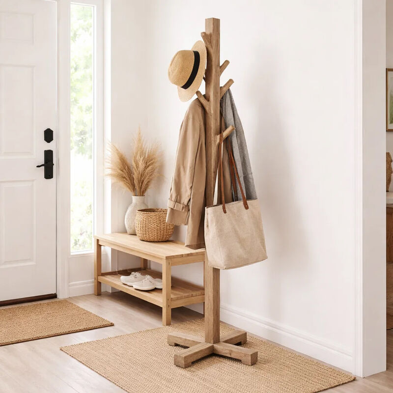 Rena Coat, Hat Tree Stand, 8 Wood Stems, Mahogany image number 7