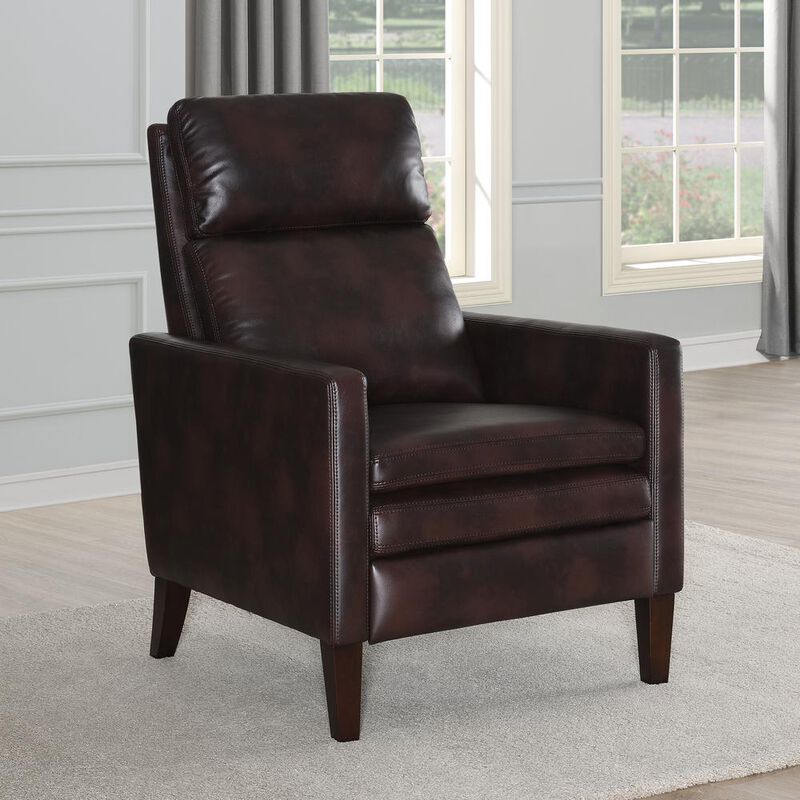 Comfort Pointe Vicente Burnished Brown Faux Leather Push Back Recliner