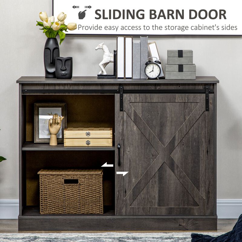 Dark Grey Kitchen Storage: Farmhouse Sideboard with Sliding Barn Door
