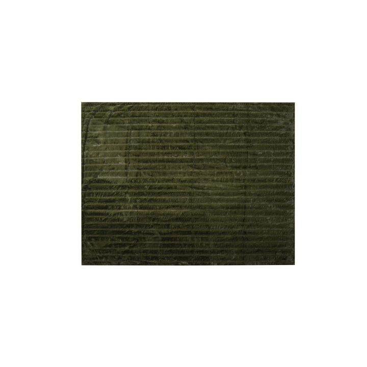 Faux Fur and Velvet Throw Blanket, Green