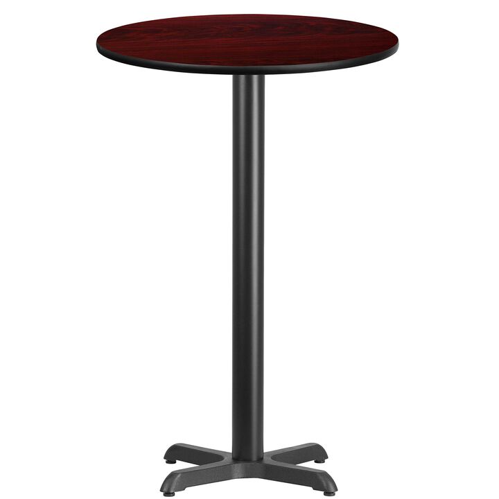 Flash Furniture Stiles 24'' Round Mahogany Laminate Table Top with 22'' x 22'' Bar Height Table Base