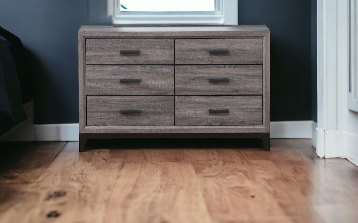 Six Drawer Solid Wood Double Dresser Chest with Spacious Drawers
