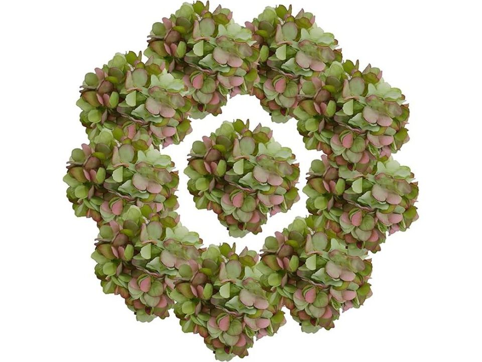 10 Piece Green Artificial Hydrangea Flower Heads Wedding Centerpiece Decor