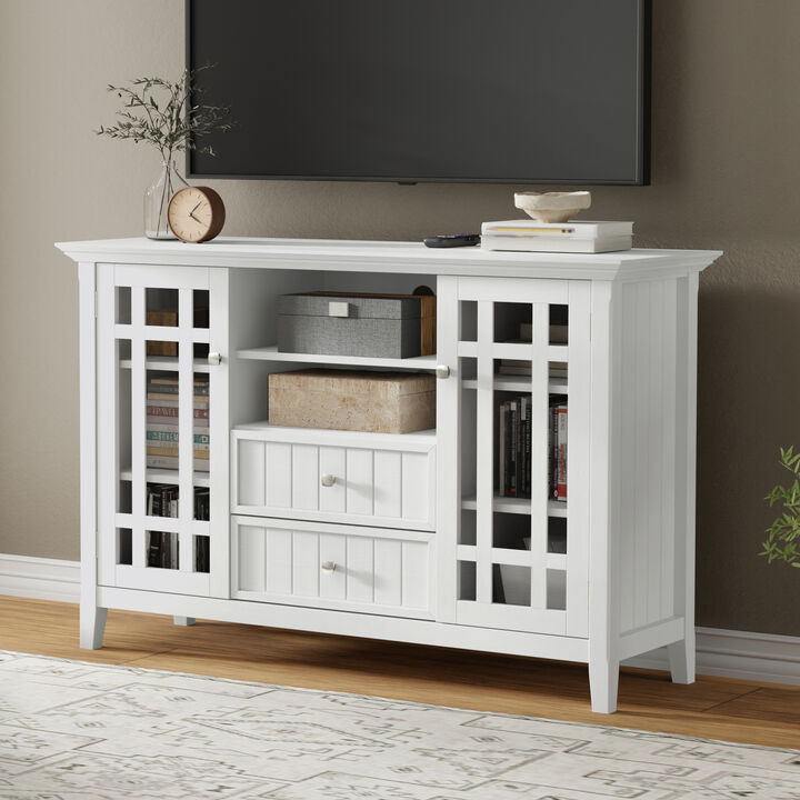 Bedford SOLID WOOD 53 inch Wide Transitional  TV Media Stand in White For TVs up to 60 inches