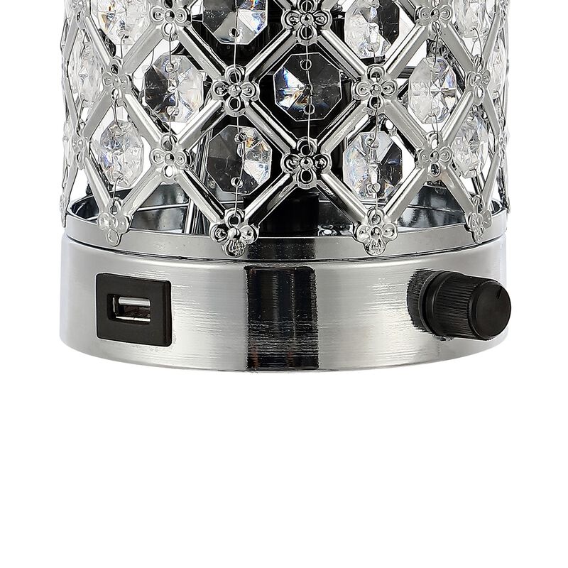 Lucie Mid-Century Modern Iron/Acrylic LED Mini Uplight Table Lamp with USB Charging Port and Smart Bulb