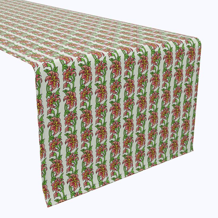 Fabric Textile Products, Inc. Table Runner, 100% Cotton, Peony Floral Stripe
