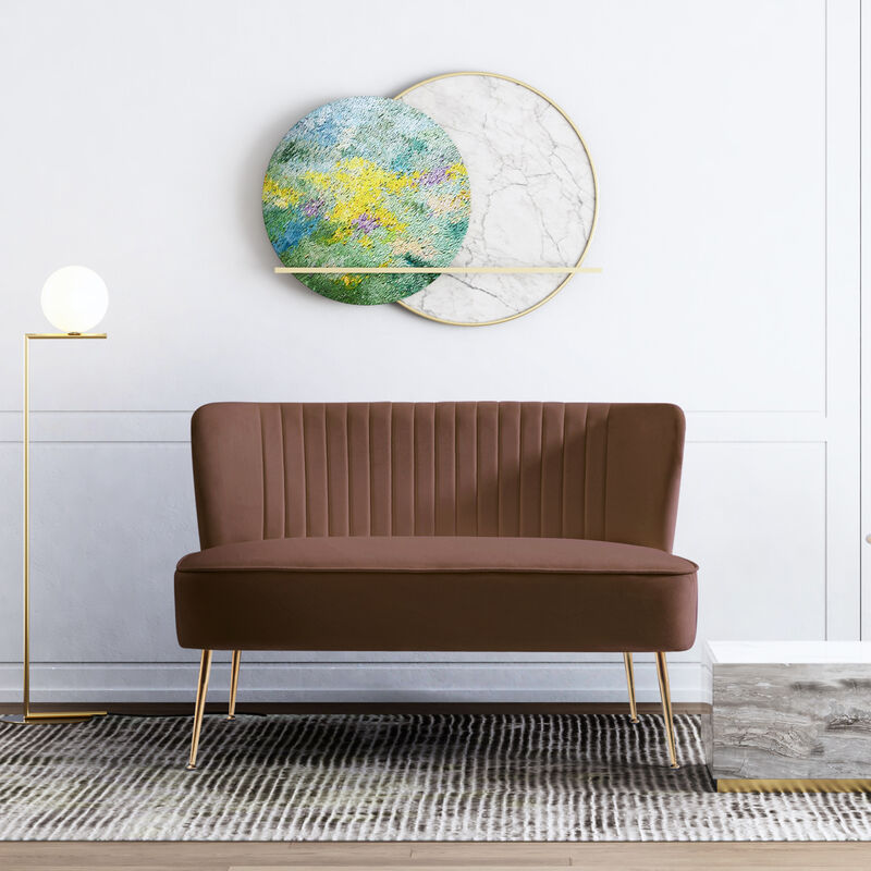 WestinTrends 46" Wide Upholstered Velvet Love Seat Sofa