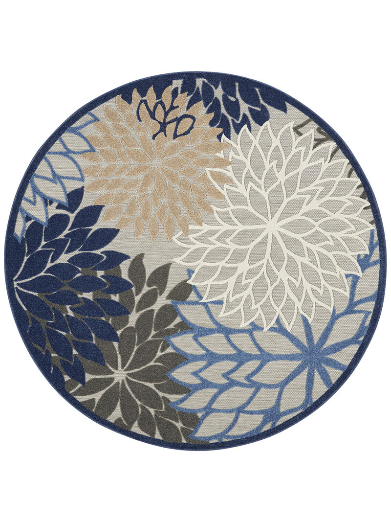 Aloha ALH05 Blue/Multicolor 7'10" x Round Rug