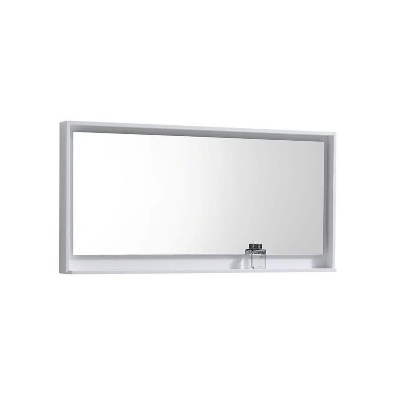 Kubebath Bosco 60 Framed Mirror With Shelve - Gloss White Finish
