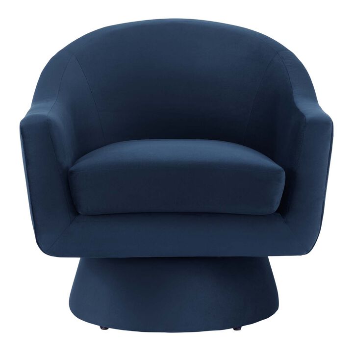Astral Performance Velvet Fabric and Wood Swivel Chair