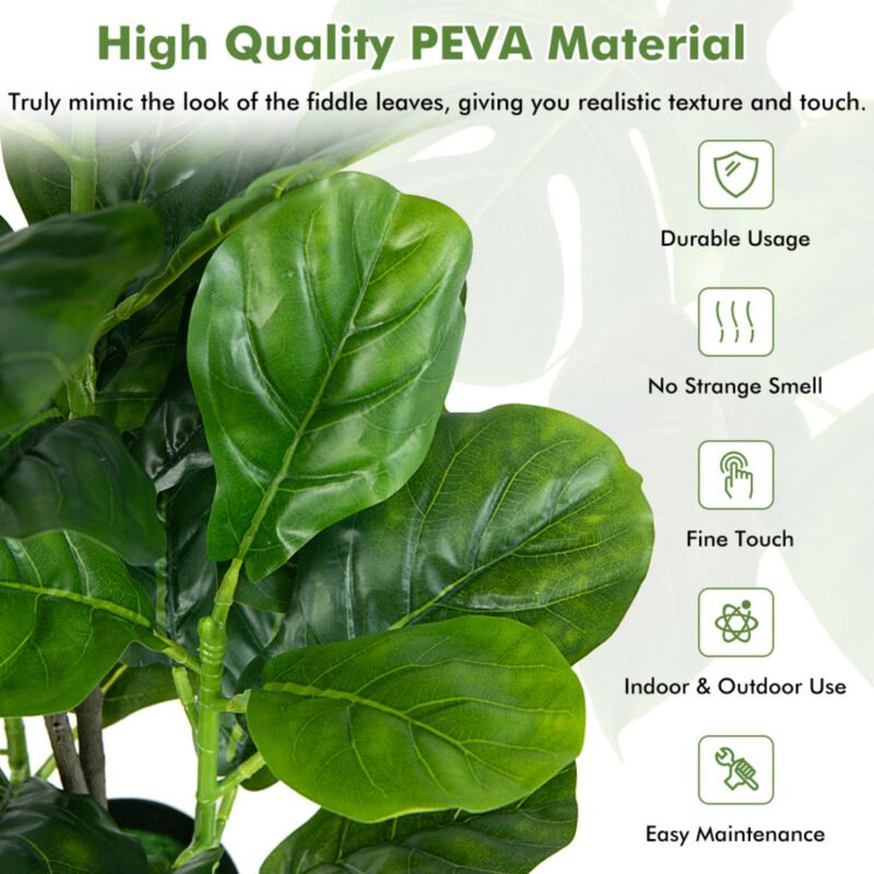 2-Pack Artificial Fiddle Leaf Fig Tree for Indoor and Outdoor image number 3