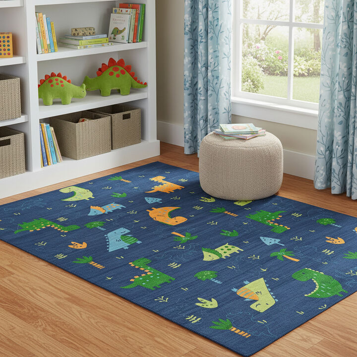 HomeRoots Dinosaurs Youthful Washable Area Rug