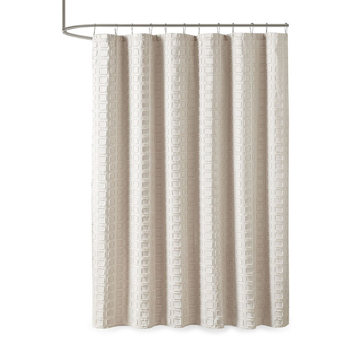 Gracie Mills Erwin Modern Woven Square Clipped Solid Shower Curtain