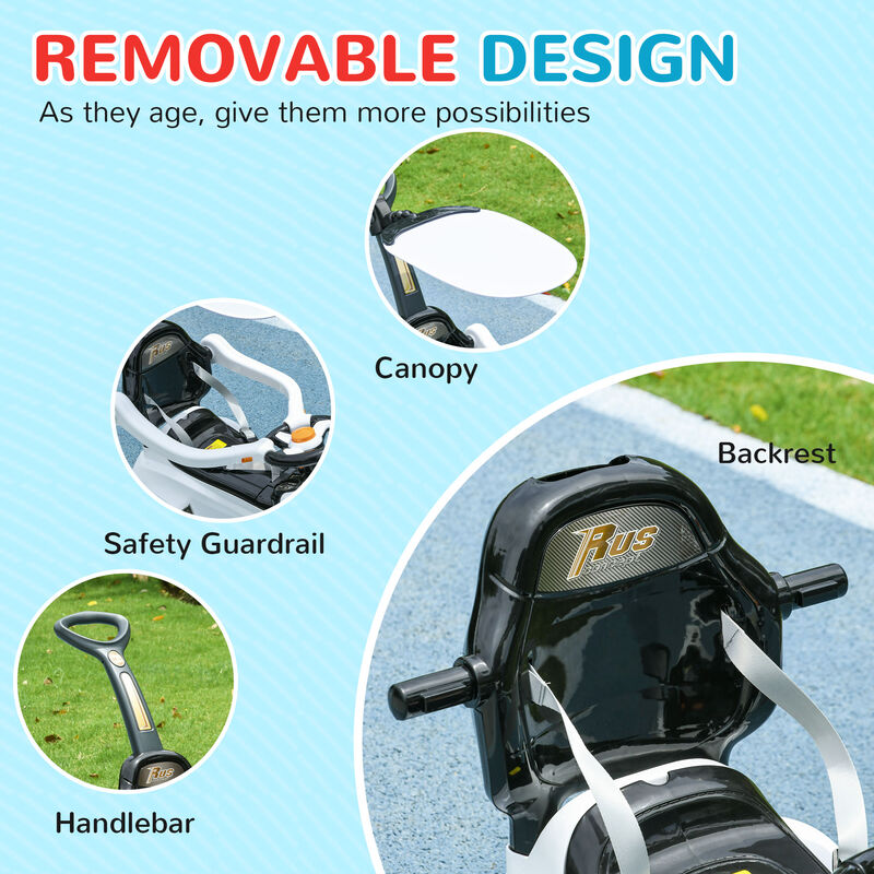 BreeBe 3 in 1 Push Car Sliding Car with Removable Handle, Music, Horn, Canopy, Safety Guardrail image number 4