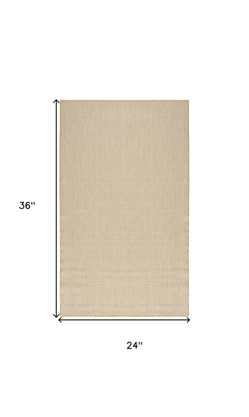 HomeRoots 2' X 3' Natural And Tan Geometric Indoor Outdoor Area Rug image number 4