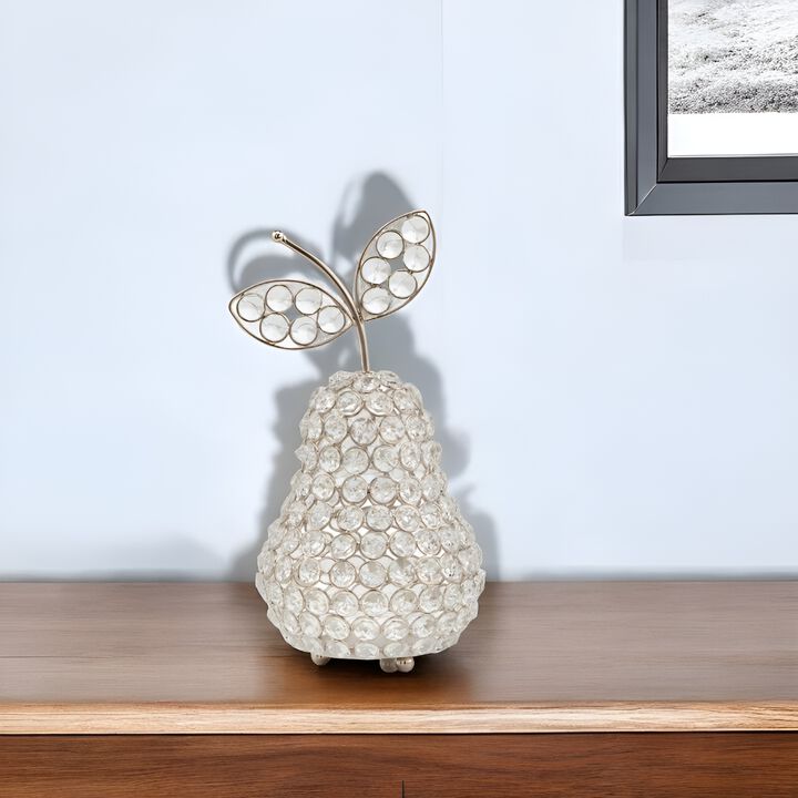 Modern Faux Crystal Pear Sculpture &ndash; Tabletop, Shelf, or Centerpiece Decor