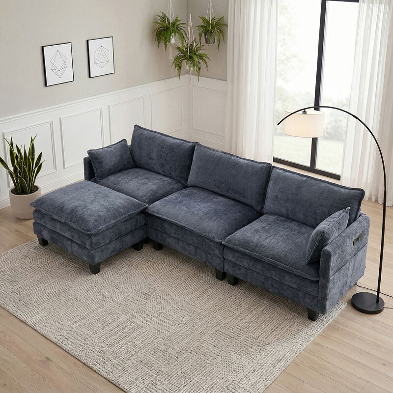 Modular Chenille Sectional Sofa image number 8