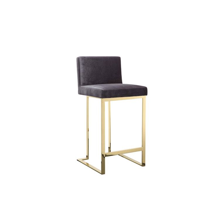 Pangea Home Dexter Counter Stool Velvet Gray & Gold