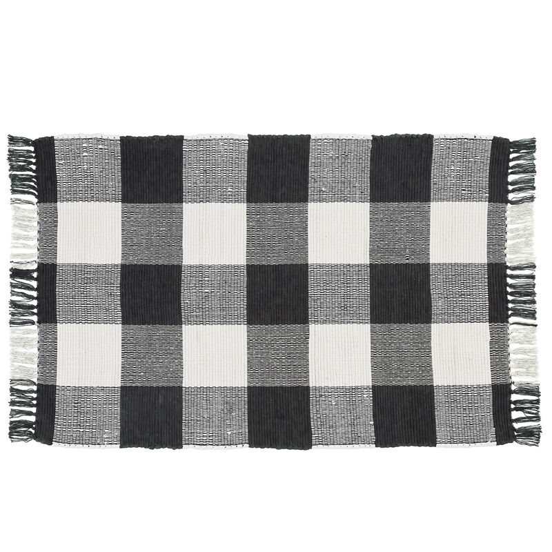 Park Designs Buffalo Check Rag Rug 3' x 5' Black & Cream image number 0