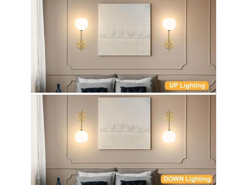 Gold Wireless Wall Sconces Set of 2 Rechargeable RGB Dimmable Lights with Remote image number 1
