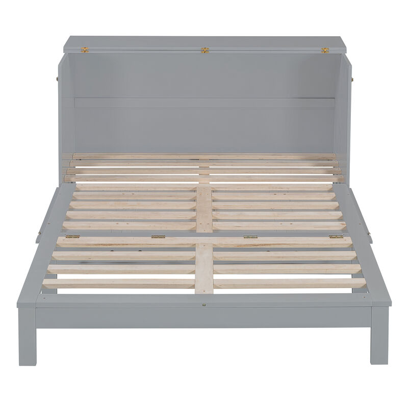 Whisen Modern Design Queen Size Murphy Bed, Folded into a Cabinet with Large Drawers