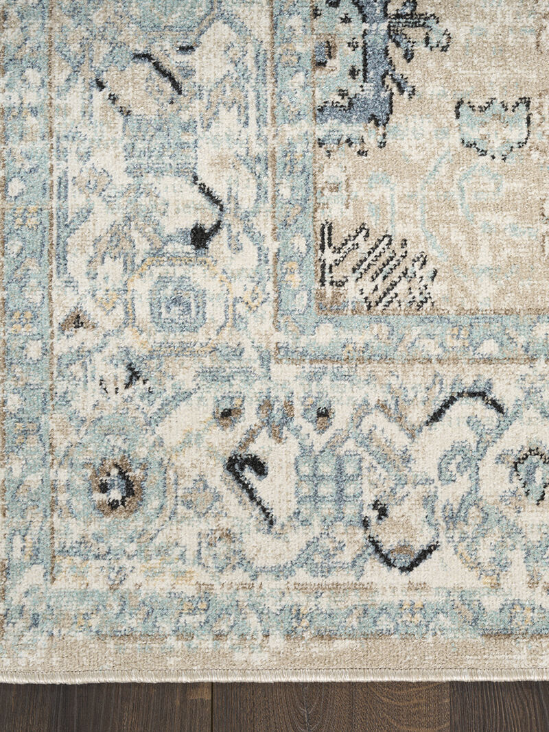 Washable Decor WSD12 Taupe/Blue 6'7" x 9' Rug