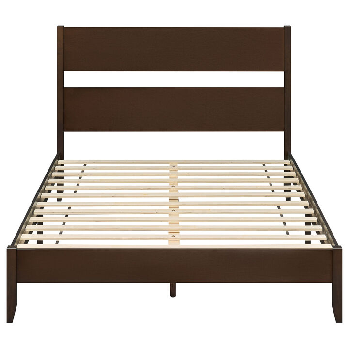 Wood Bed Frame with Headboard Solid Wood Legs and 12 Support Slats for Bedroom