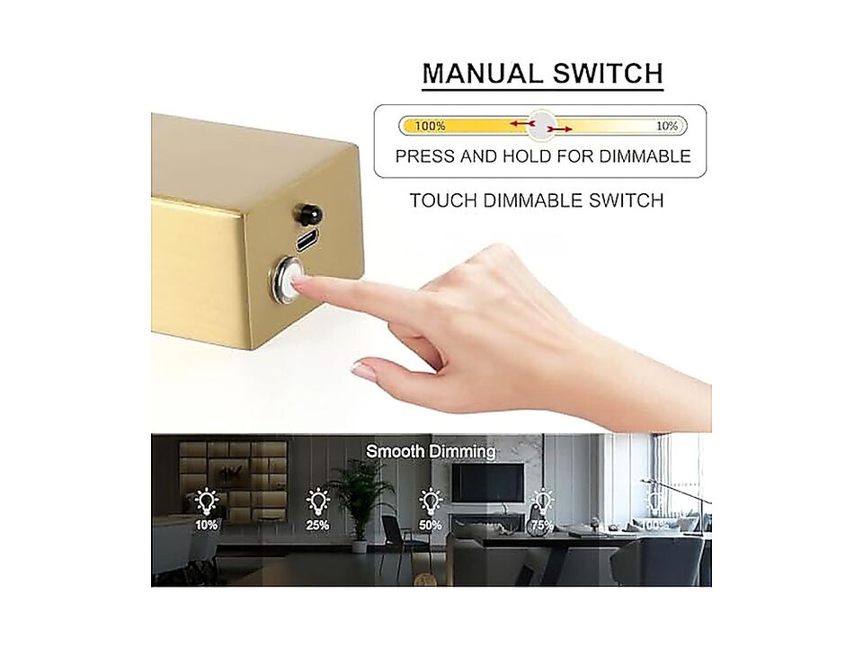 24 Inch Brass Lights Wall Rechargeable 12000mAh Battery Operated Art Light 3CCT