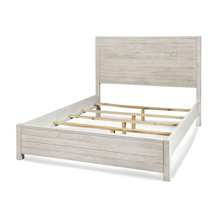 Hivvago FarmHome Off White Solid Pine Platform Bed in Queen Size