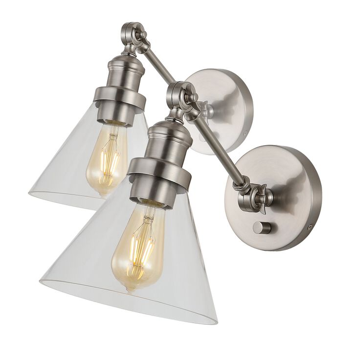 Cowie Iron/Glass Adjustable LED Wall Sconce (Set of 2)