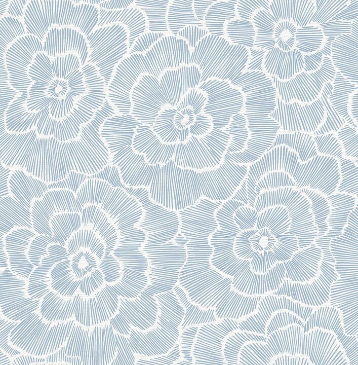 Periwinkle Blue Textured Floral Wallpaper (Set of 2)