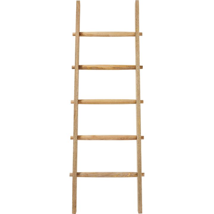 60" Gold and Brown Rustic Mango Wood Knock Down Ladder