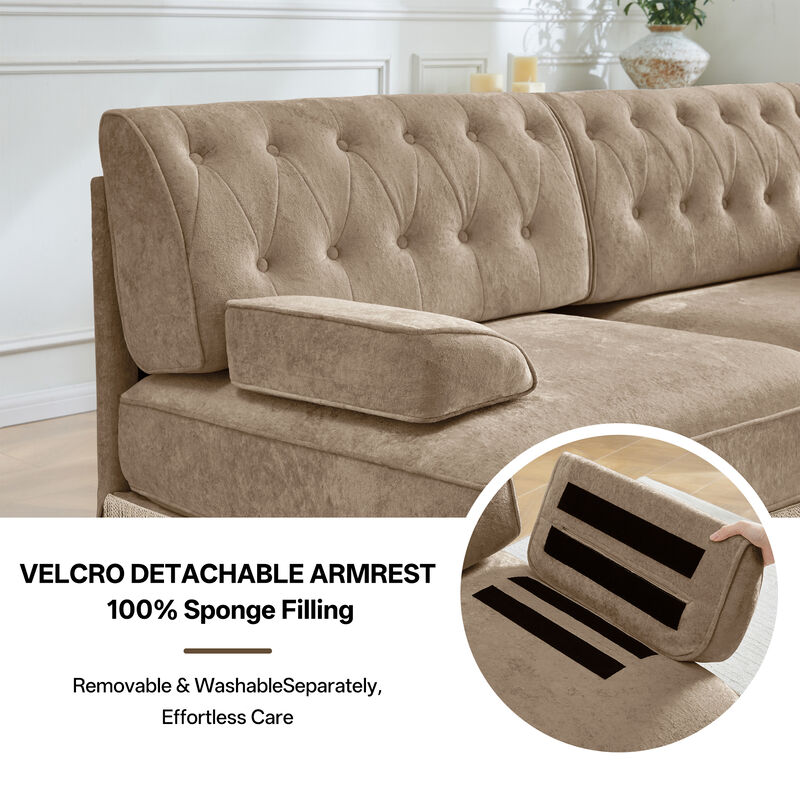 TATEUS Velvet Fabric Sofa image number 4