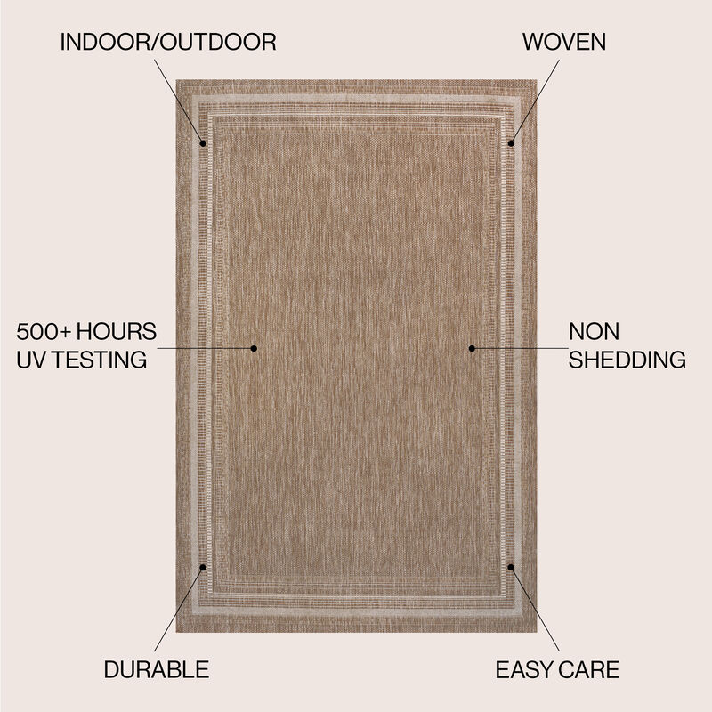 Lido Traditional Casual Pinstripe Border Indoor/Outdoor Area Rug