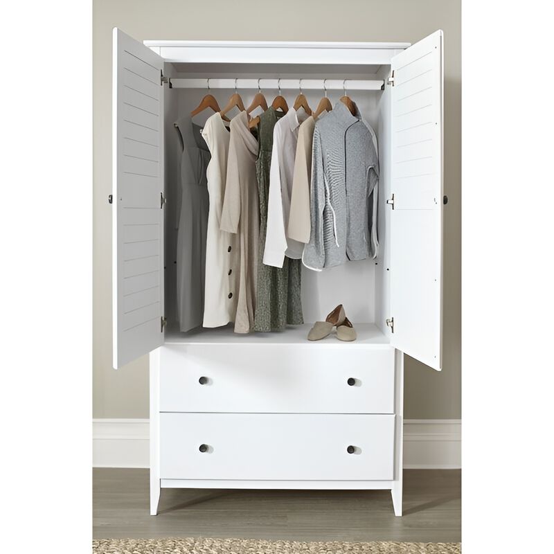 Vintage Distressed Pine Armoire Cabinet for Bedroom or Living Space