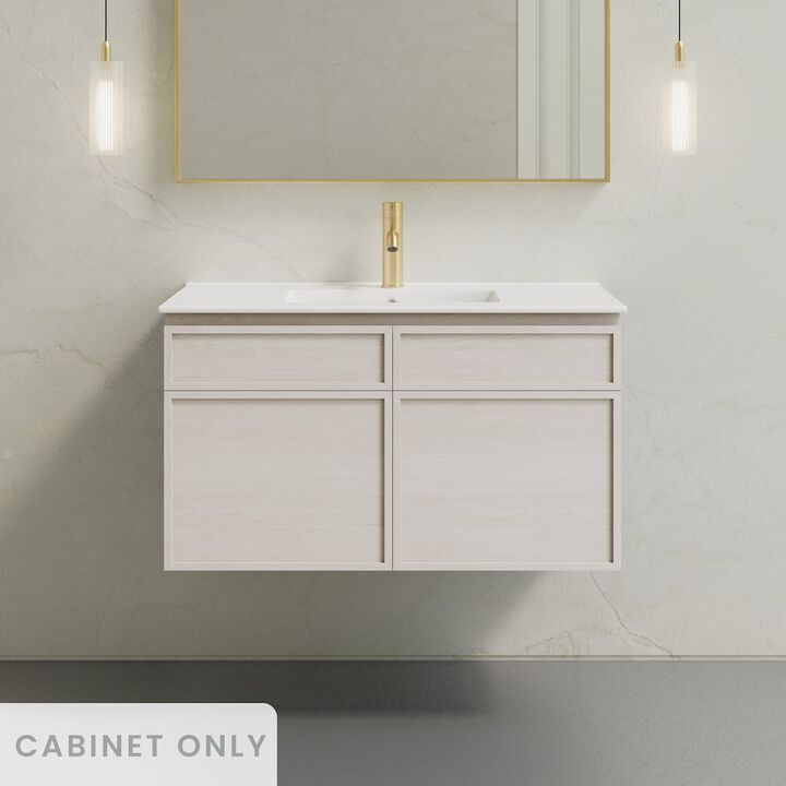 St. Tropez 36" Wall-Mounted Bathroom Vanity Cabinet without Top in White Oak