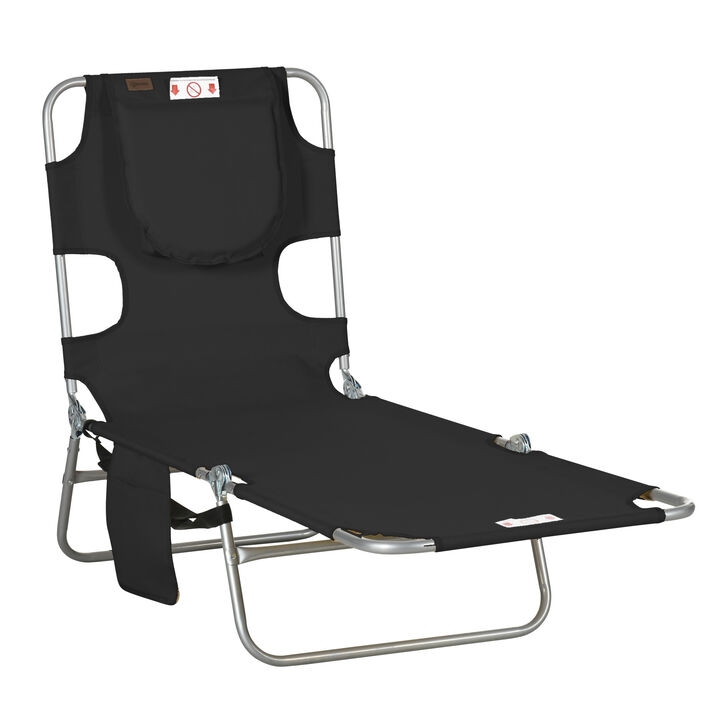 Hivvago Adjustable Outdoor Chaise Lounge Chair with Pillow